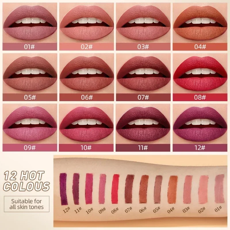 Matita per rossetto opaco Heallor Waterproof Sexy Red Nude Purple Tint Lip Lasting Lip Gloss Liner Pen cosmetici per il trucco a lunga durata