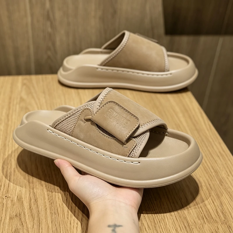 

Новые летние мужские пляжные сандалии 2026 года, повседневные универсальные цельные шлепанцы, легкие нескользящие износостойкие мужские сандалии