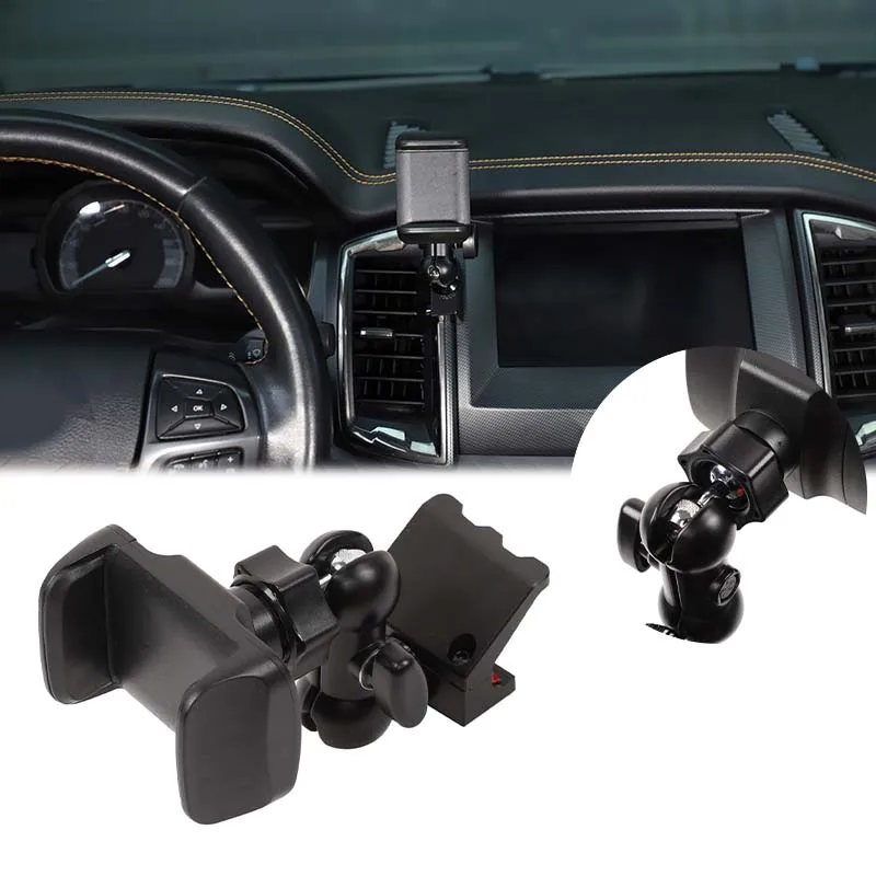 

For Ford Ranger Wiltrak 2015-2021 ABS black car center console navigation screen below mobile phone holder car accessories