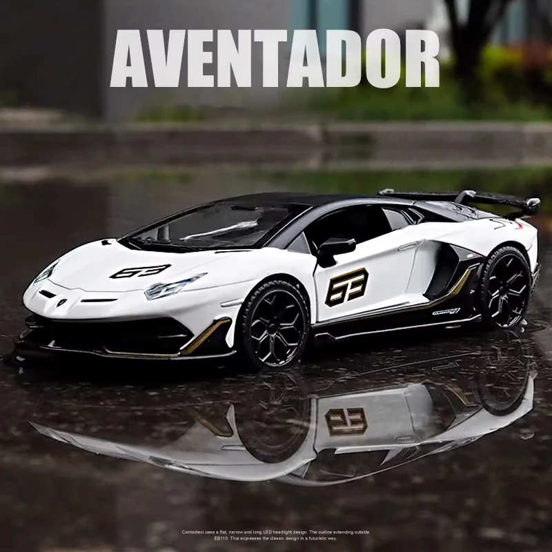 

1:32 Lamborghini Aventado SVJ63 Supercar Alloy Die Cast Toy Car Model Sound and Light Children's Toy Collectibles Birthday gift