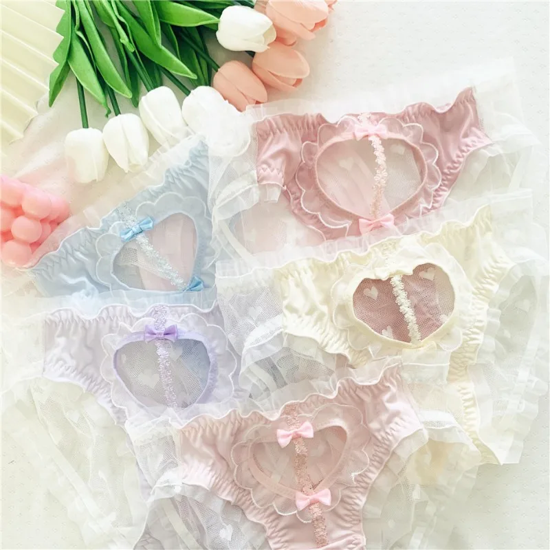 Cute Lovely Sweety Sexy Lace Hollow Women's Panties Lolita Princess Style Stretch Breathable Underwear Transparent Temptation - Image 3