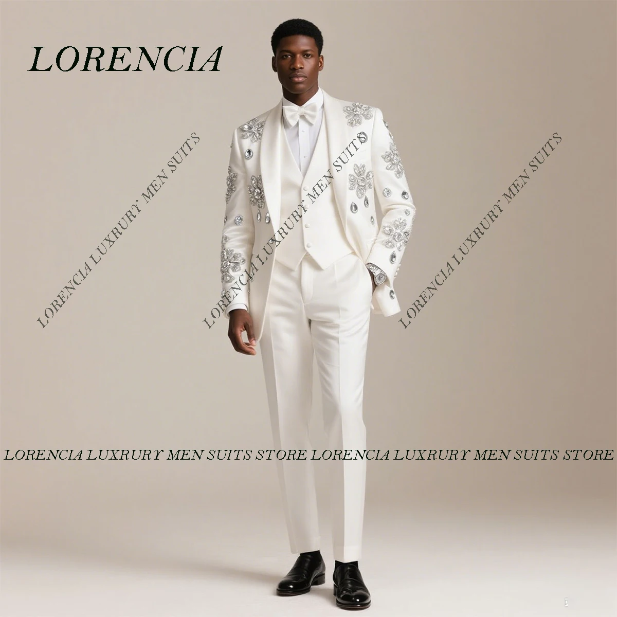 

Customized High End Diamond Ornament Men Suit 2 Pieces Sets Groom Male Blazers Wedding Tuxedos Formal Business Ropa hombre