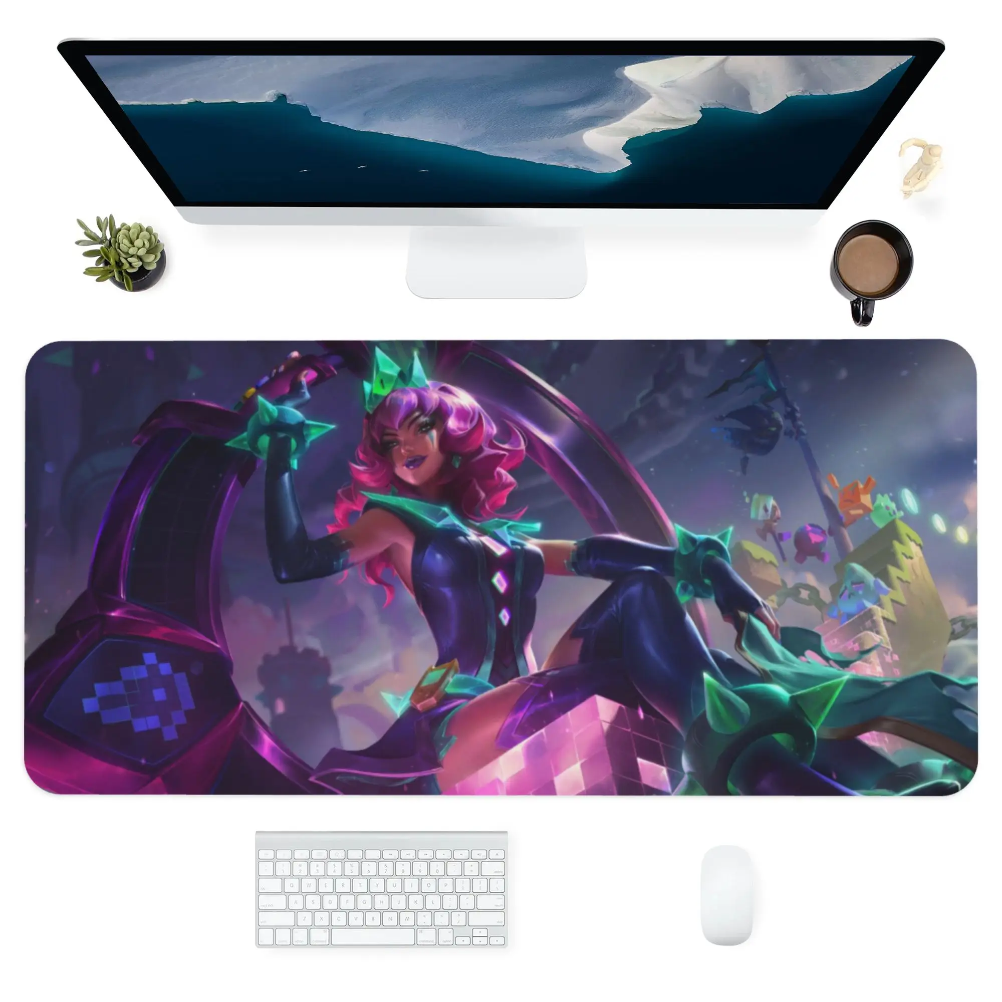 LOL Ahri KDA Printing XXL Mouse Pad Gamer Accessory Hot Large Computer Lock Edge Keyboard Mat Anime Strange things Dropshipping