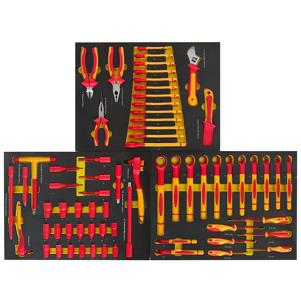 

71PCS 1000V VDE Insulation Explosion-Proof New Energy Hand Set for Tram Maintenance Repair Pickaxe Sickle OEM Cr-V Plastic