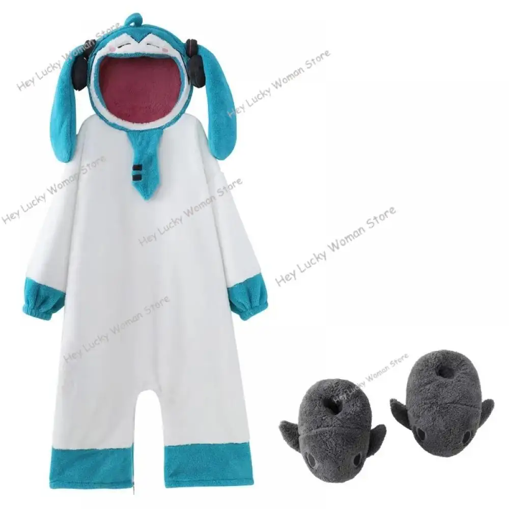 Hatsune-Robe de nuit thermique épaissie Ata ku Cartoon pour adultes, pyjama femme, combinaison de batterie, vêtements d'intérieur, vêtements de nuit, cadeaux, hiver