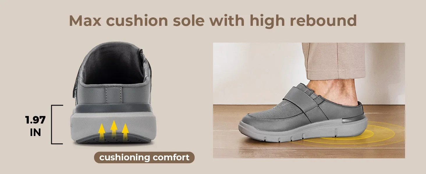 FitVille Diabetiker-Schuhe mit breiter Zehenpartie für Herren, Slipper zum Hineinschlüpfen, Clogs für geschwollene Füße, verstellbare, atmungsaktive Flip-Flops – Detail 4