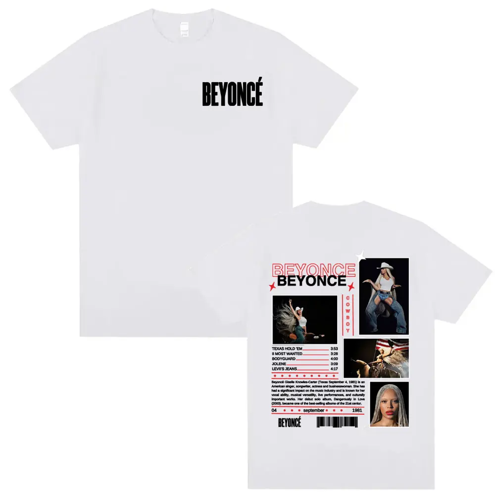 Beyonce Cowboy Carter Album 2025 Tour Cover camisetas hombres mujeres moda tendencia calle camiseta Casual suelta alta calidad camiseta