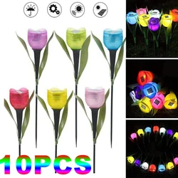 1Pcs Garden Tulip Flower Shape LED Solar Powered Waterproof Tube Lawn Lights Standing Decor for Yard Outdoor Party Xqmg