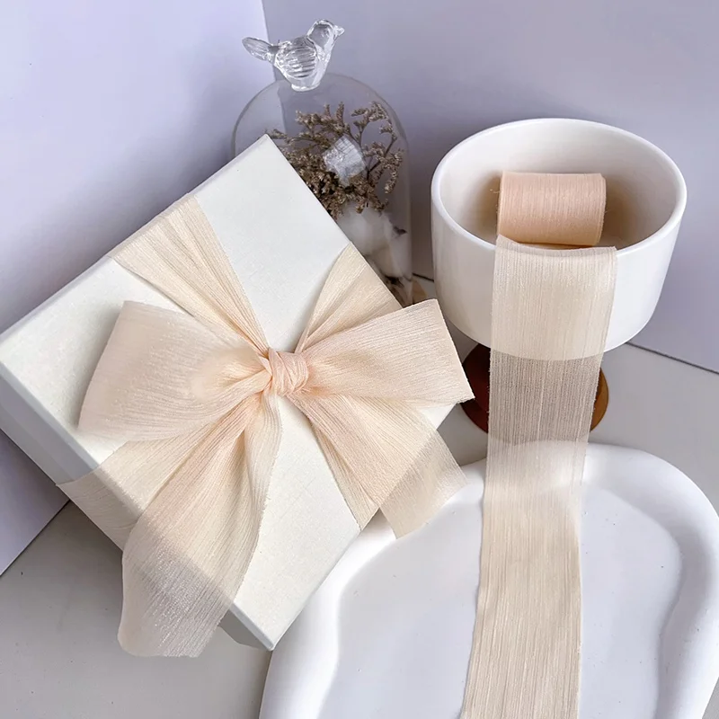 Sparkling Ribbon Chiffon Wrinkle Mesh Accessories Bright Silk Wrinkle Bow Gift Box Flower Bundle Packaging Snow Yarn Ribbon