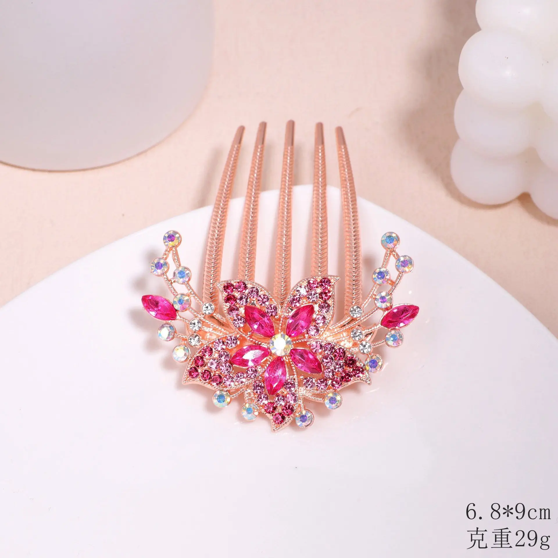 Alloy Color Rhinestone comb Korean version of the new style hair ornaments crystal five-tooth comb pin pony plate hair fork