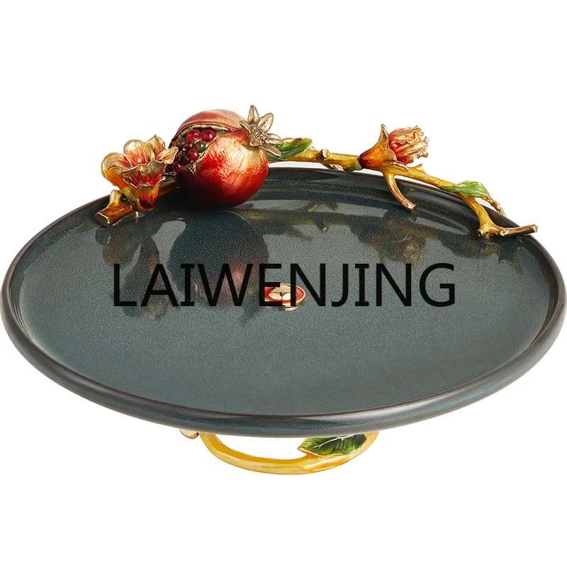 

RWJ Ceramic Fruit Plate Household Dining Table Disc New Chinese Enamel Decorative Desktop Decoration
