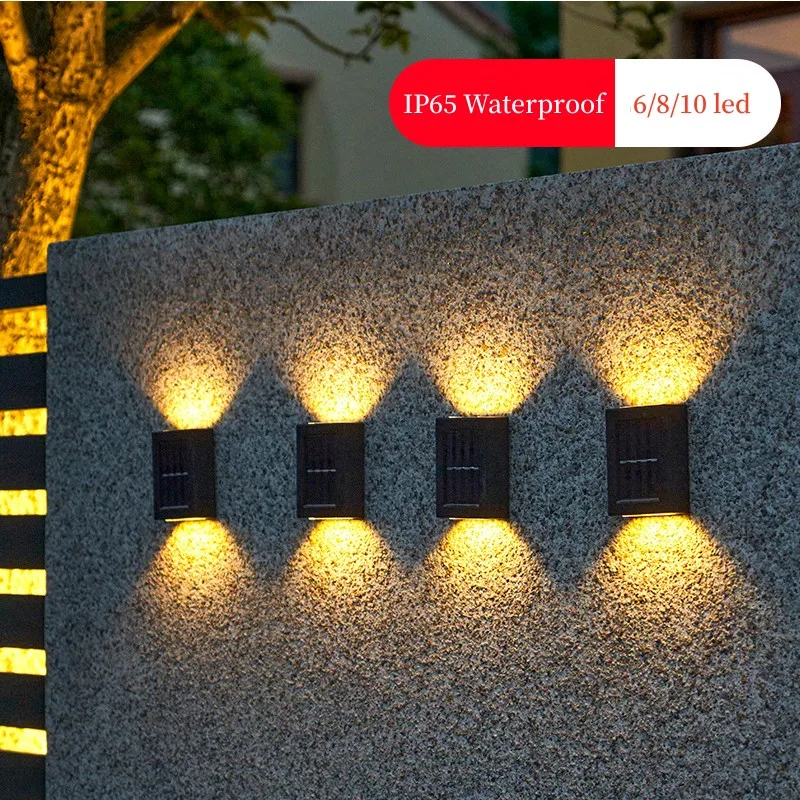 Solar Lights Outdoor Waterproof Led Lighting Up And Down External Solar Wall Lamp For Garden Decoration Balcony Yard Landscape