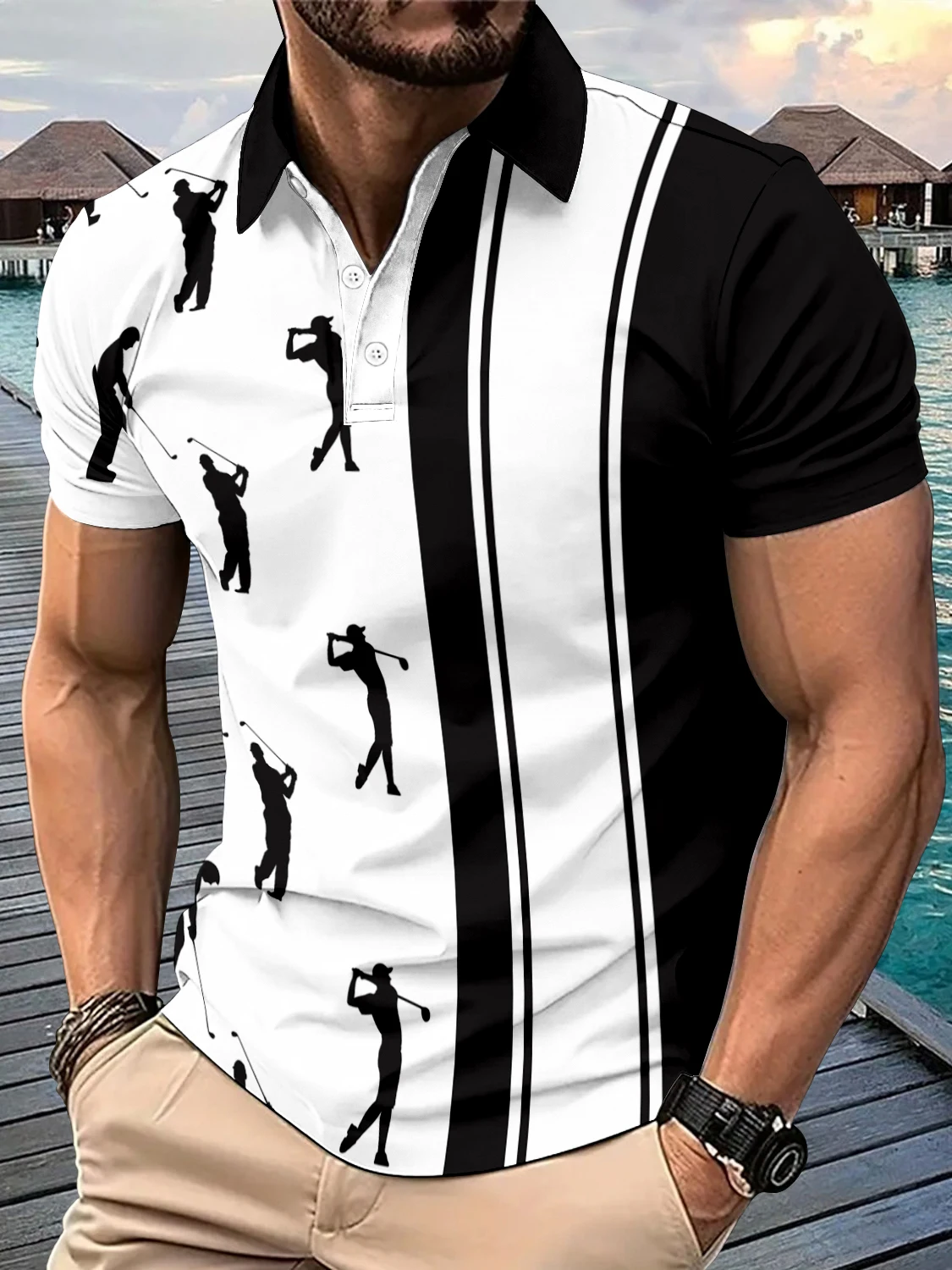 Fashionable Summer Men's Polo Casual Regular Style Polo Short-Sleeved Lapel Top Recommended Machine Wash