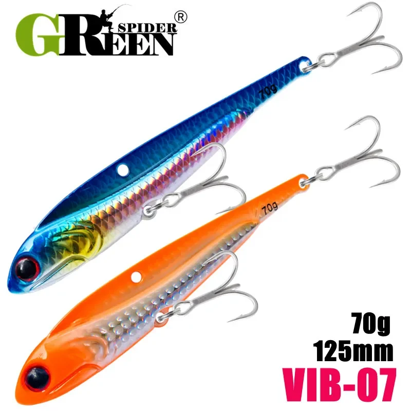 GREENSPIDER Sea Fishing VIB Lures 125mm 70g Rattling Sinking Vibration High Quality Laser Pesca Bass Tuna Bluefish Tackle