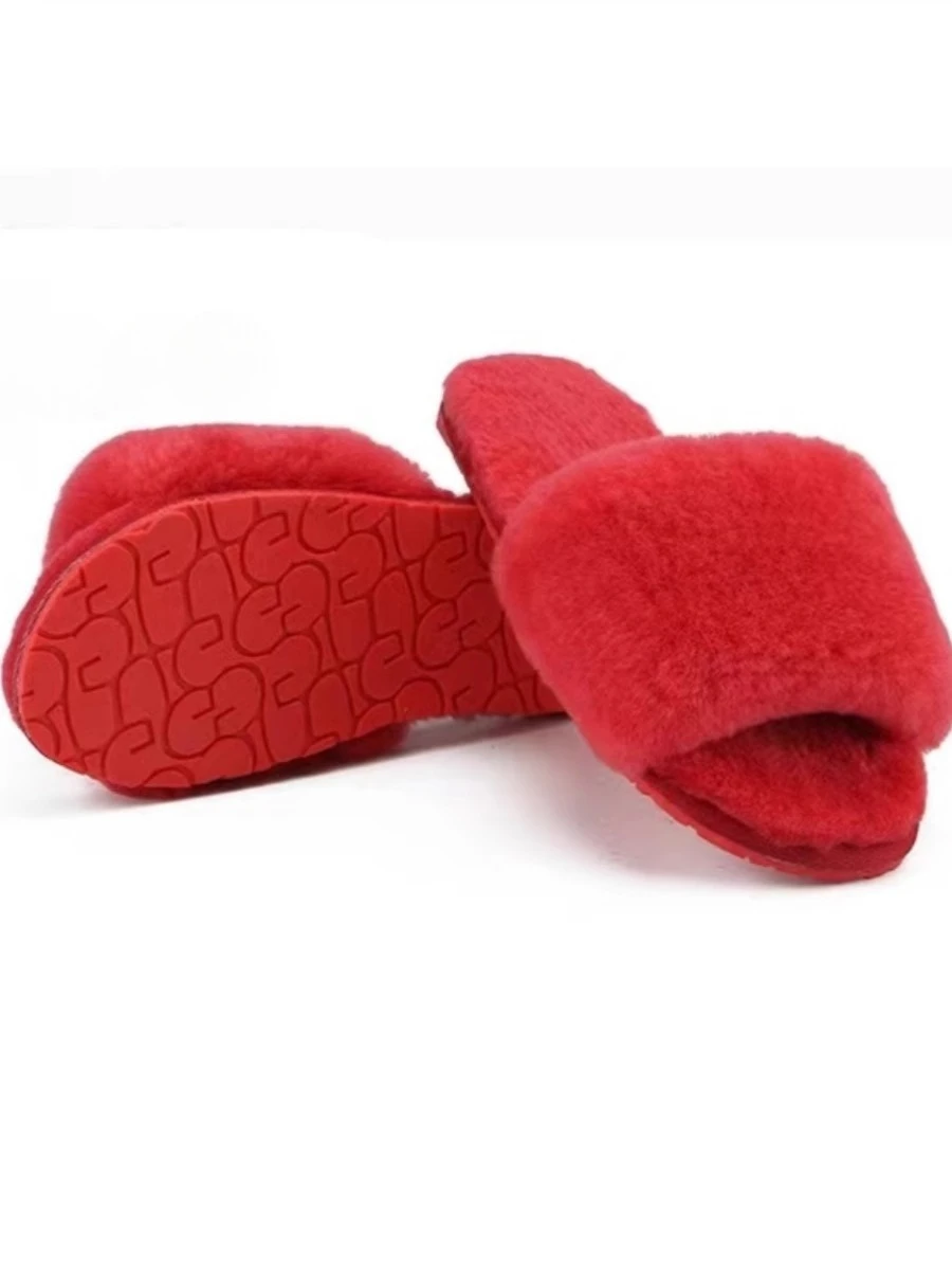 New Furry Slippers Women Indoor Slipper Shoes Natural Fur Warm Wool Slippers Female Home Shoes