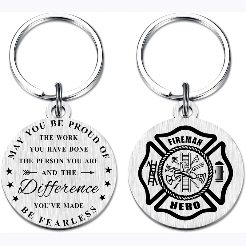 Firefighter Gifts for Men, Personalized Fireman Birthday Keychain for Boyfriend Husband, Funny Gift for Firemen Retirement