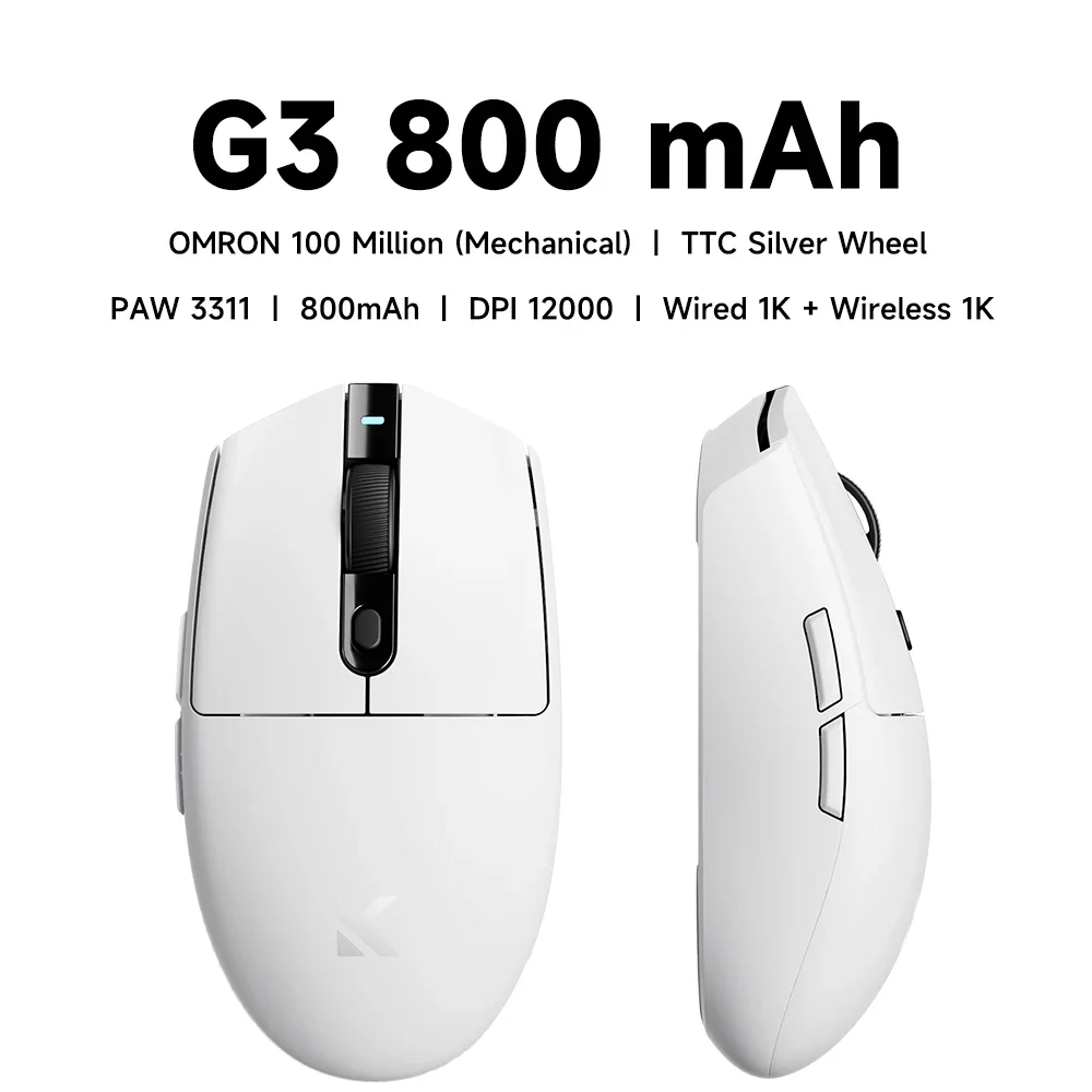 

MCHOSE G3 Wireless Gaming Mouse Polling Rate PAW 3395 Optical Sensor 12k DPI 64g Lightweight Tri-Mode Connection laptop gift