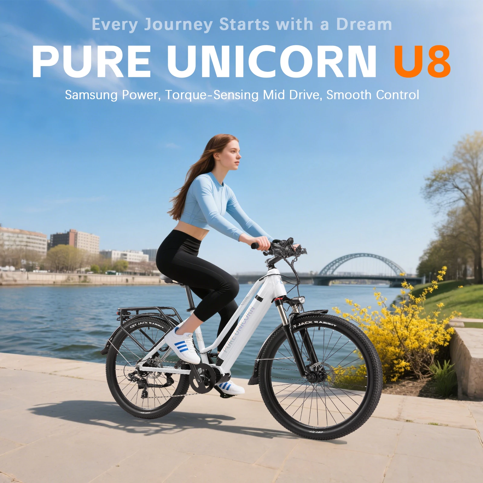 PURE UNICORN U8 Elektrofahrrad für Damen 48V 500W Mittelmotor E-Bike LCD Farbdisplay E-Bike 14Ah Hydraulische Bremsen E-Bike – Detail 1