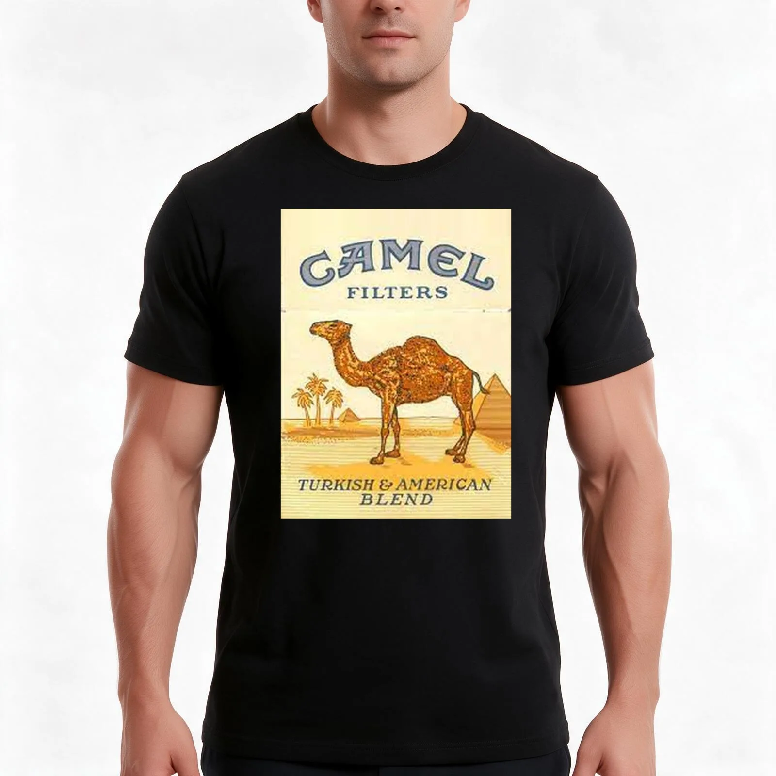 camel cigarettes T-Shirt Summer Casual Cotton Tee Oversized Streetwear Tops Vintage Graphic Print Loose Fit Short Sleeve