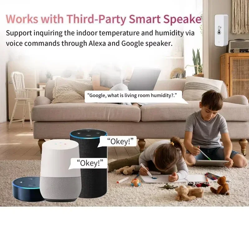 دعم جهاز Tuya Zigbee مستشعر درجة الحرارة والرطوبة المنزلي الذكي المتوافق مع Google Home Alexa للمراقبة البيئية #4