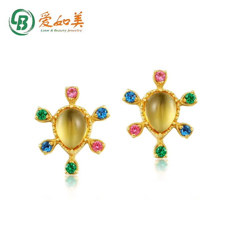 

Yellow Crystal Geometric Color Treasure Earrings Rainbow 18K Gold PT950 Platinum Silver Plated 7-layer Gold Iridescent Earrings
