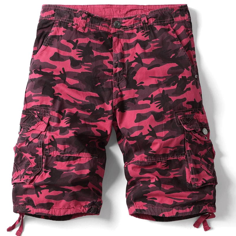 Eua tamanho dos homens verão algodão camuflagem solta carga shorts moda casual multi-bolso calças curtas masculino solto militar camo shorts