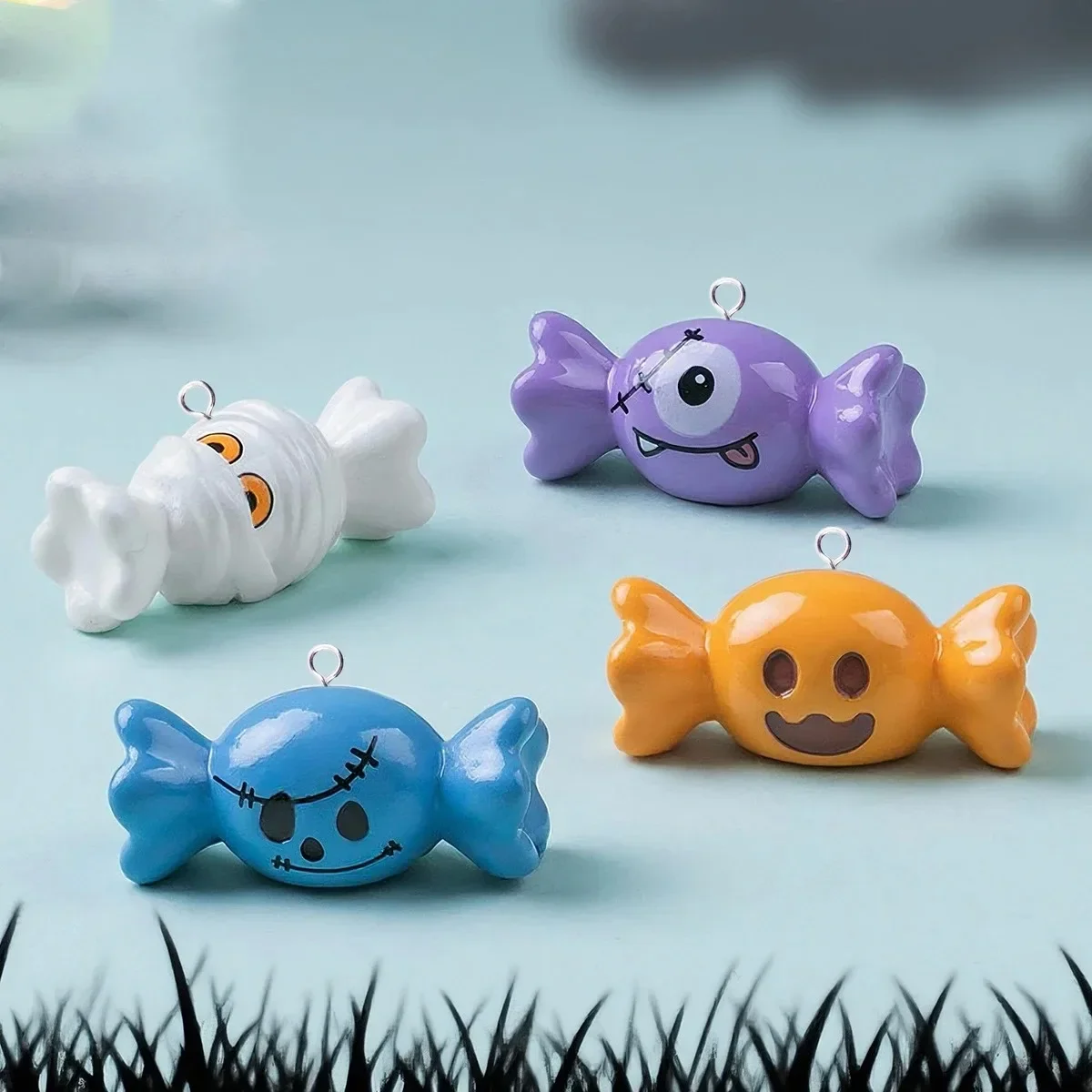 10Pcs European Halloween Candy Resin Charms Handmade Pendants DIY Jewelry Findings for Earrings & Keychain Making