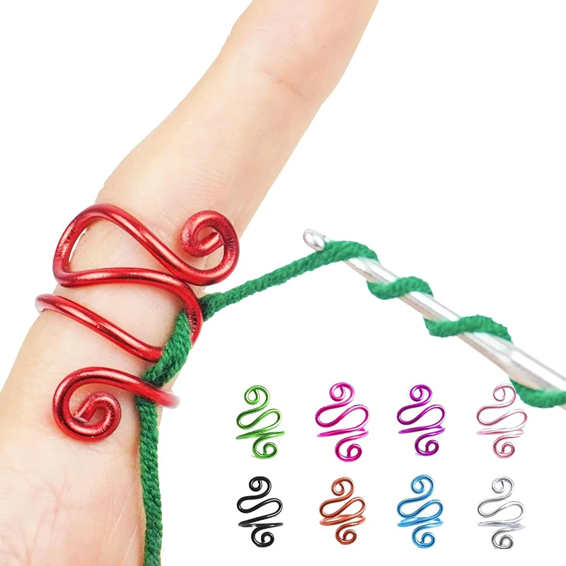 5Pcs Handmade Crochet Tension Ring Adjustable Hook Ring Yarn Tension Ring For Crochet Lovers Sewing Knitting Accessories