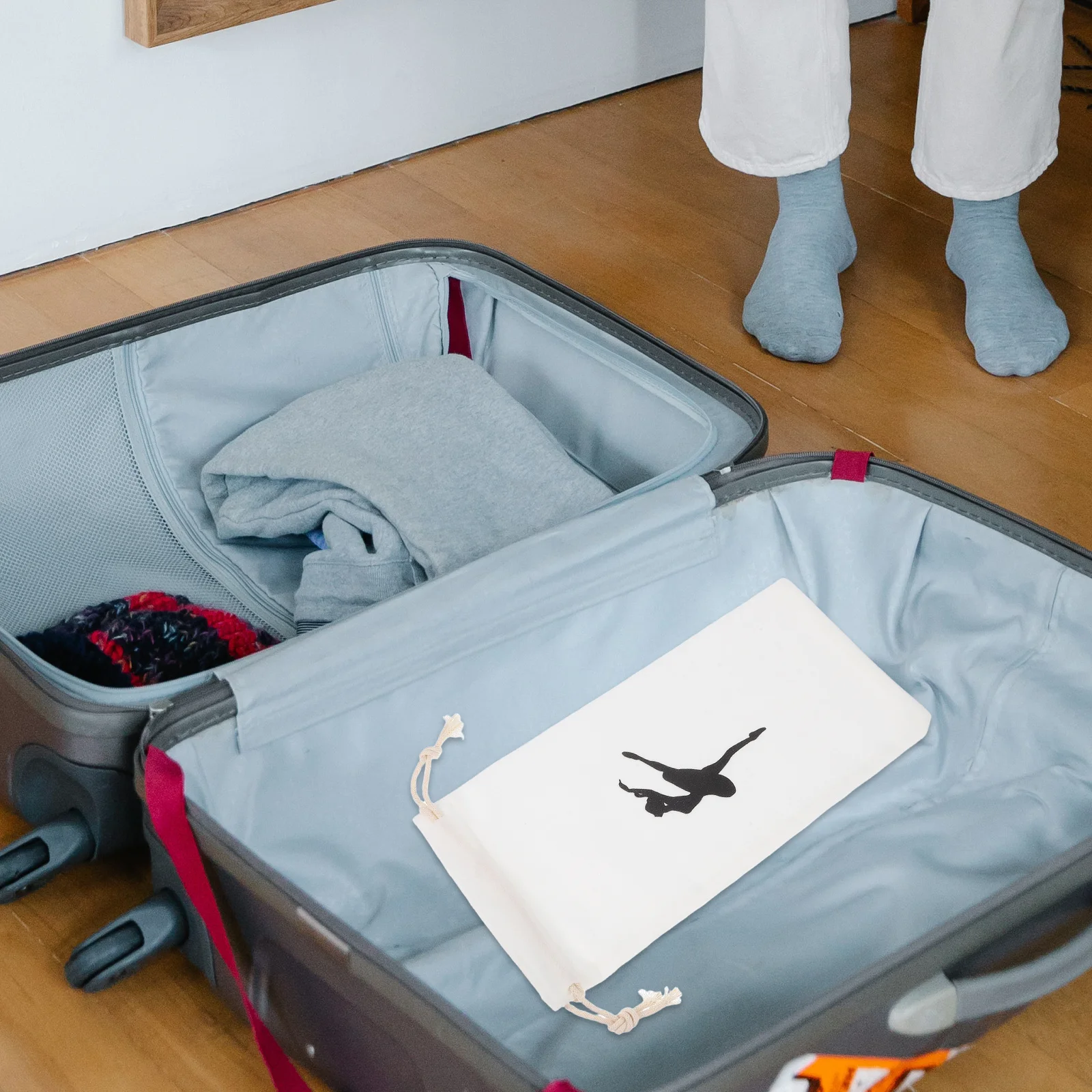 

4Pcs Ballet Shoe Bag Durable Canvas Drawstring Pouch for Women Dance Accessories Storage Travel Rehearsal Competition