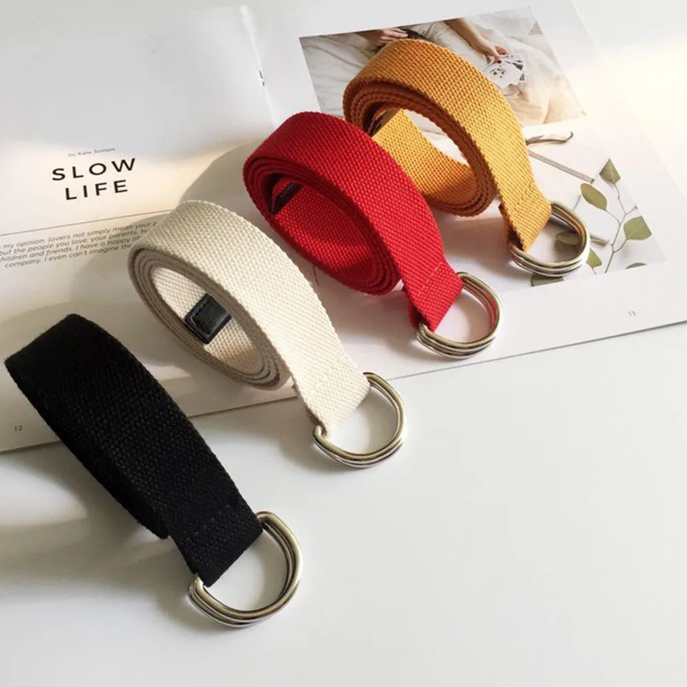 Double Round Buckle Canvas Belt Durable Fashion Easy to Use Men Belt Canvas Men Waistband Jeans