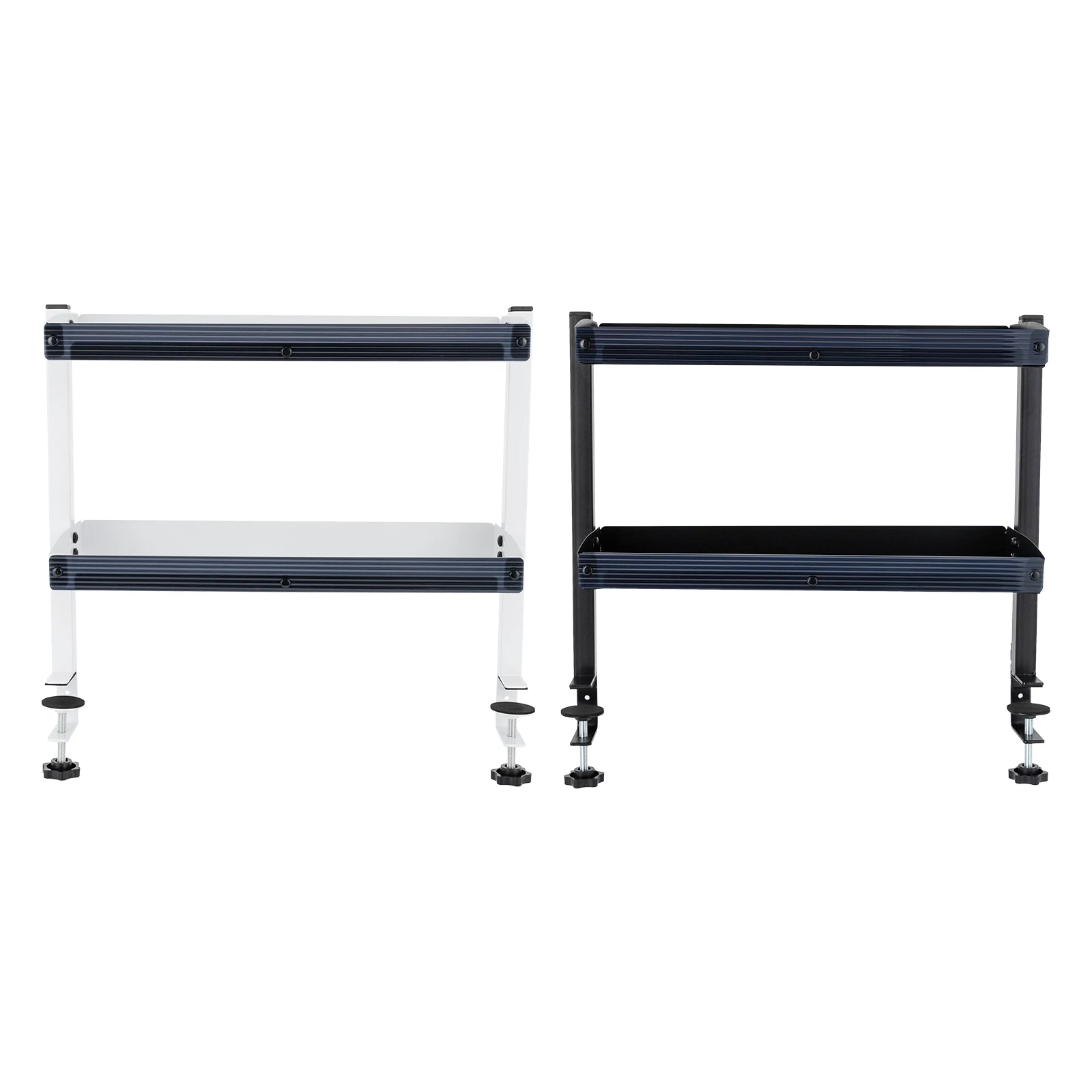 2-Tier Clamp-on Desk Shelf Space-saving Holder Shelving with Adjustable Storage Tray Black/White