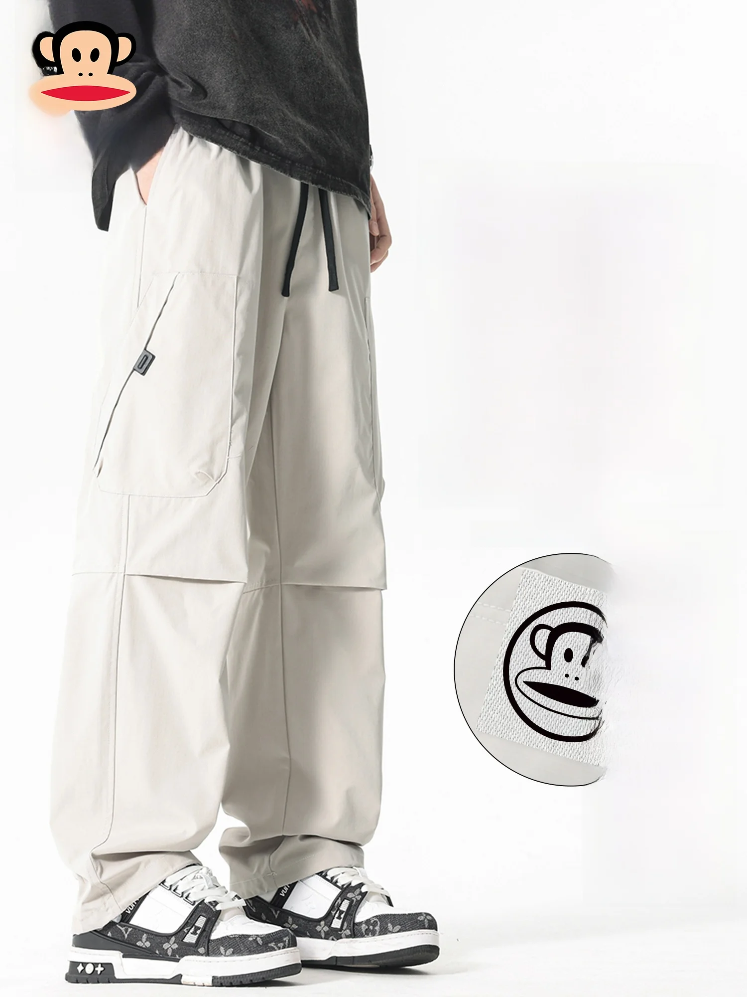 

PaulFrank Winter Thiened Fce Lined Wide Leg Workwear Casual Pants Men's Straight Leg Sport Trousers American Sle Polye...