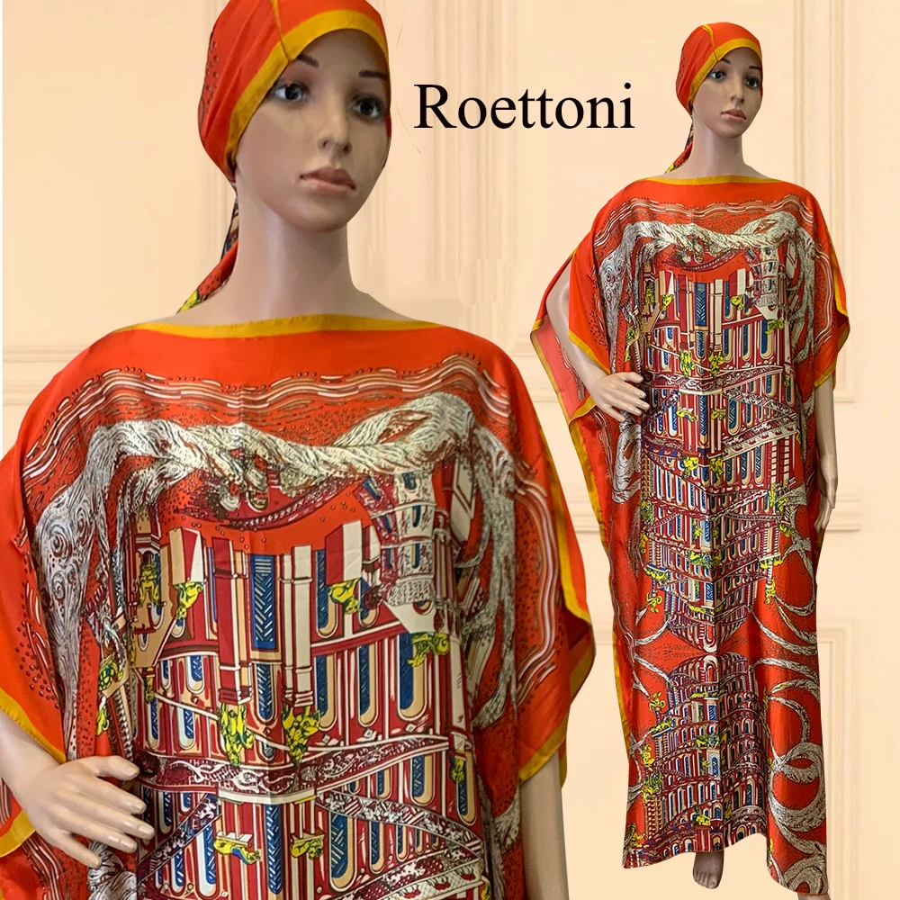 2022 New Style Fashion Oversize African Women Clothing Dubai Dashiki Abaya Free Size Print Design With Scarf Loose Long Dress