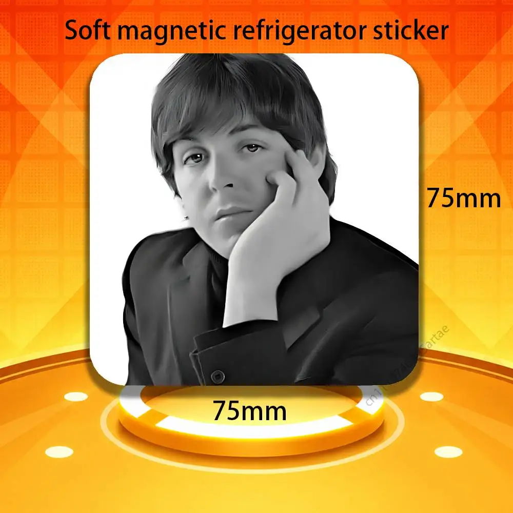 P-Paul M-McCartneyS Black Square Plastic Fridge Magnet, for Magnetic, No Trace Left, Durable, Smooth and Textured