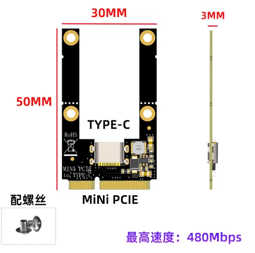 Tarjeta adaptadora Mini PCI a TF tipo C, 480Mbps, WiFi a TF, lector de tarjetas individuales para máquinas de juegos de omputadores industriales para sistema operativo Windows