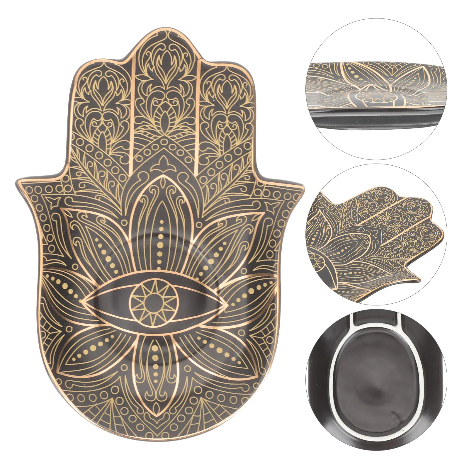 

Creative Ceramic Jewelry Tray Storage Holder Palm Shape Heat Resistant Coaster Wear-Resistant Household Container Jewelry