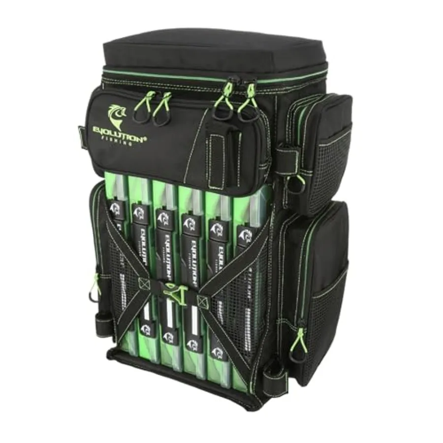 

Рыболовный рюкзак Evolution Fishing Drift Series с 6 отсеками для снастей, сверхпрочный, черный
