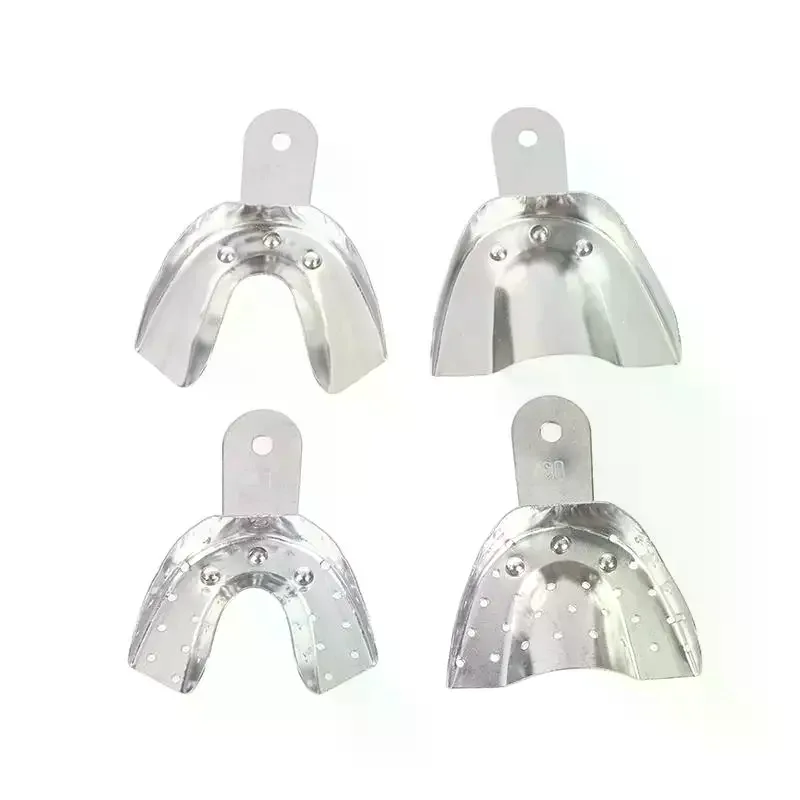 2Pcs Upper And Lower Autoclavable Teeth Tray Teeth Holder Aluminum Alloy Dental Impression Trays Lab Equipment Dentist Tool