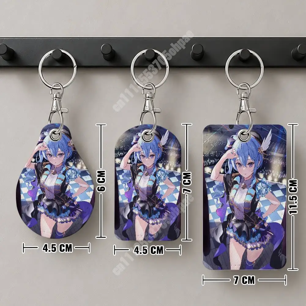 Hololive Hoshimachi Suisei Virtual Singer Leather Keychain Card Holder for Airtag & Access Cards Modern Bus Pass