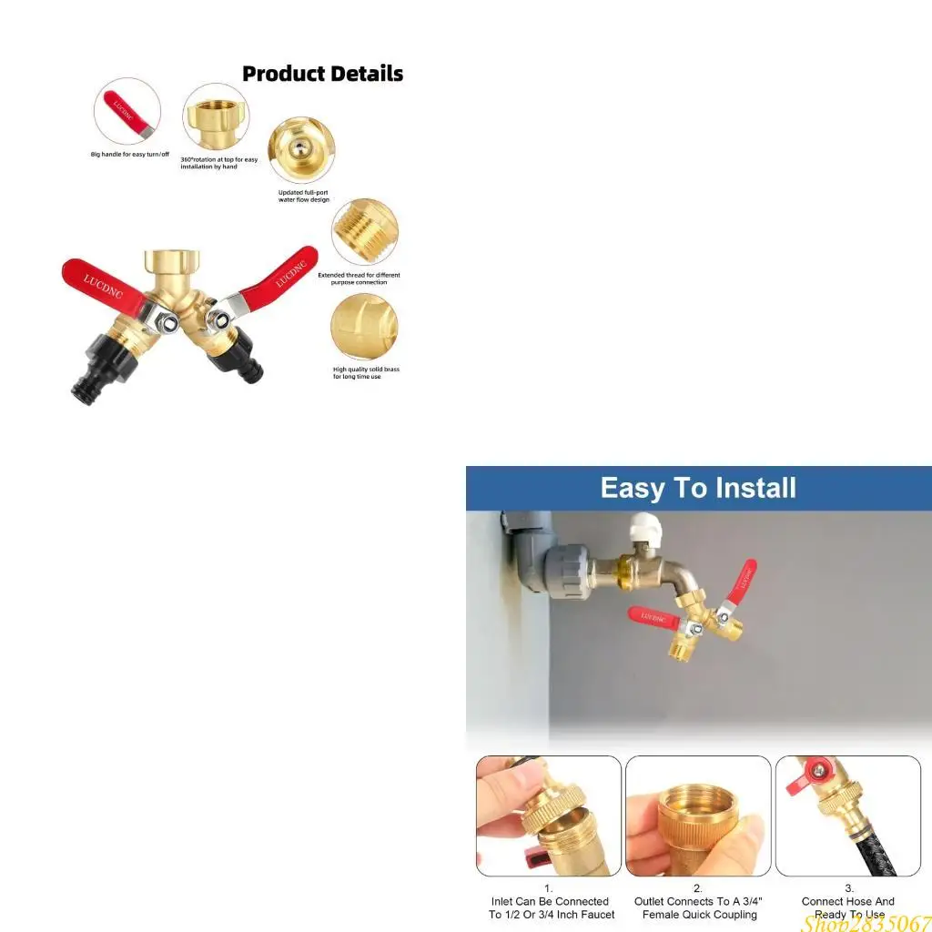 

Two Outlet Composition Garden Hose Y Combiner with Smooth Turn Handle and Additional Gaskets 831F
