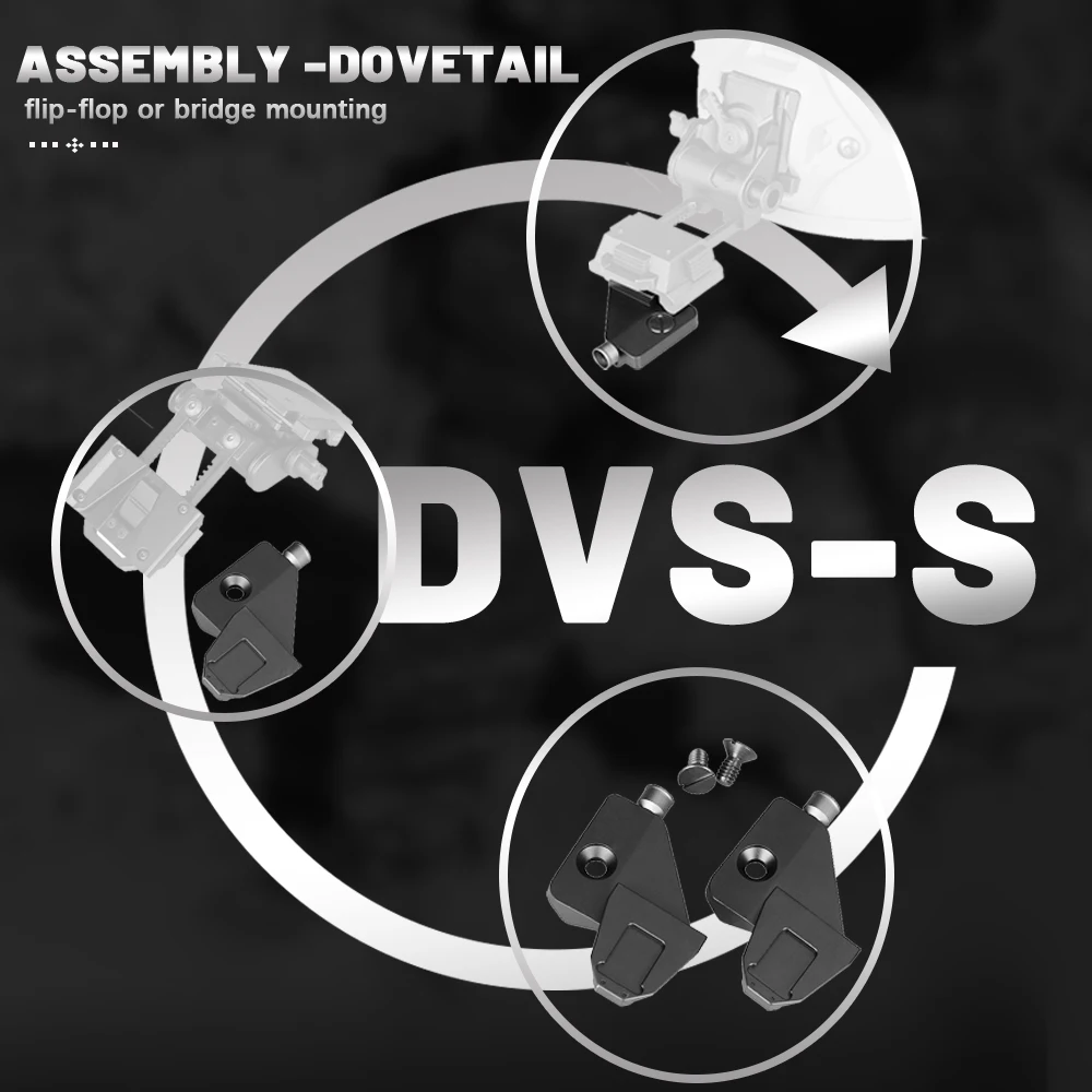 DVS-S Aluminum Dovetail Shoes NVG Bridge Arm Assembly for AN/PVS-14 Night Vision Monocular Binocular Helmet Mounted Accessory