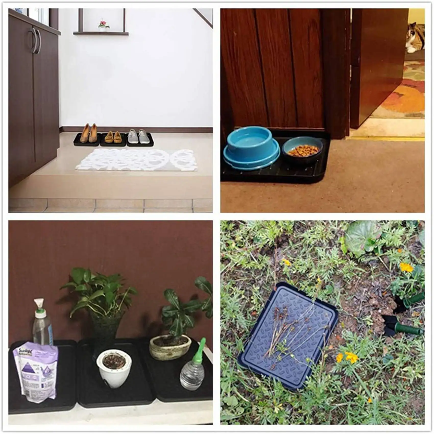 AB46-6PCS Boot Tray Heavy Duty Shoe Mat Trays,Storage Tray,Dog Bowl Or Cat Bowl Mats Trap Mud To Protect Floor 13.7X10.8 Inch