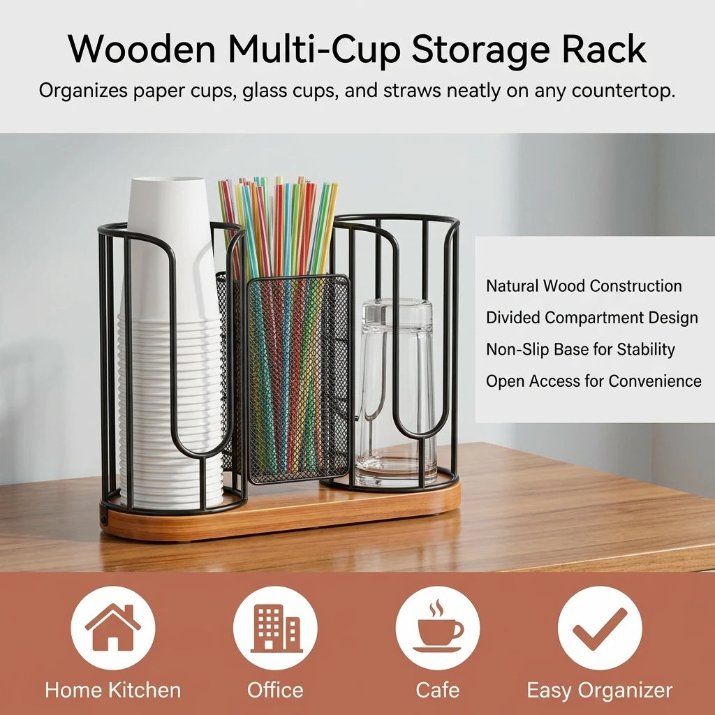 1-piece-cup-holder-organizer-natural-wood-paper-cup-straw-storage-rack-for-kitchen-office-cafe-bar-durable-non-slip-base