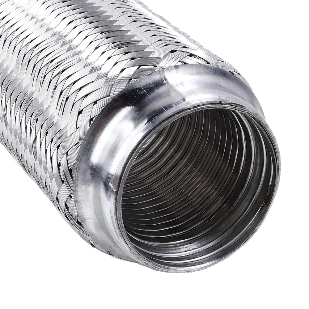 Runsco Car Exhaust Tube Telescopic Flexible Connection Braid Bellows Stainless Steel Muffler Pipe Connector Welded Universal