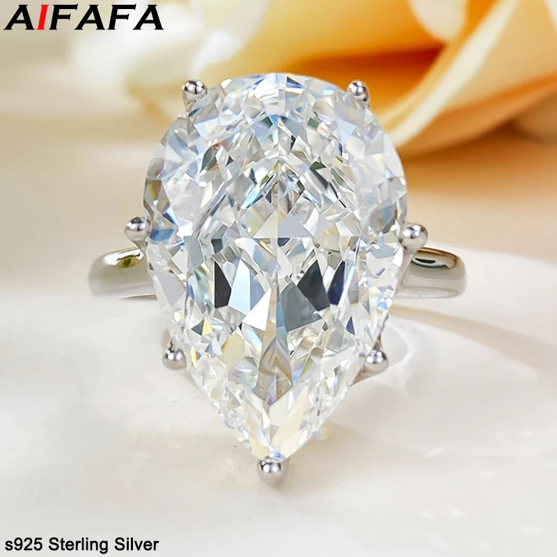 

Кольца с бриллиантами Water Drop High Carbon для женщин, серебро 925 пробы, 12*18 мм, большой камень класса 5А, ювелирное изделие