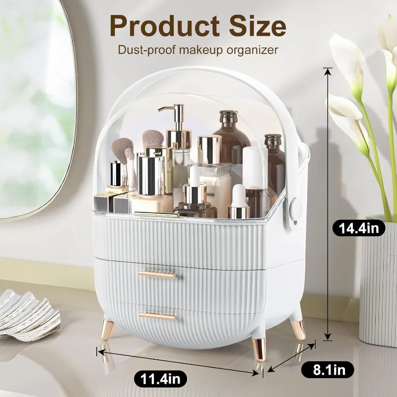 Makeup Organizer for Vanity, Make up Organizers and Storage, Cosmetics Skincare Organizers with Lid and Drawers, Cosmetic