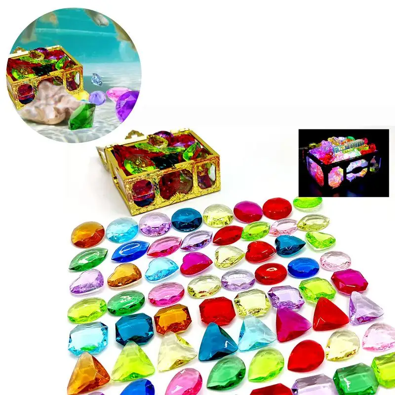 Pool Diving Toys Vivid Treasure Box Swimming Pool Sinkers Colorful Diamonds Pirate Chest Marine Hunting Games For Kids Boys