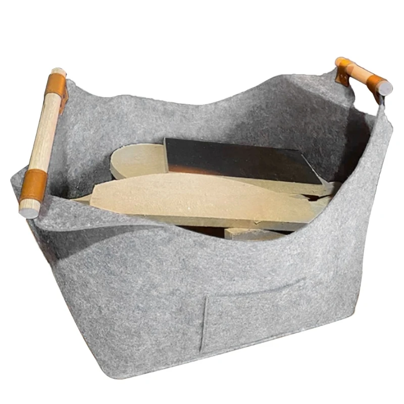 Stylish Felt Firewood Basket Convenient and Practical Log Storage Container for Storing Woods Clothes and More