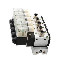 220V 24V Multi Option 3V210-08 Pneumatic Solenoid Valve Block With Muffler Fitting Base Manifold 2/3/4/5/6 Row 3 Port