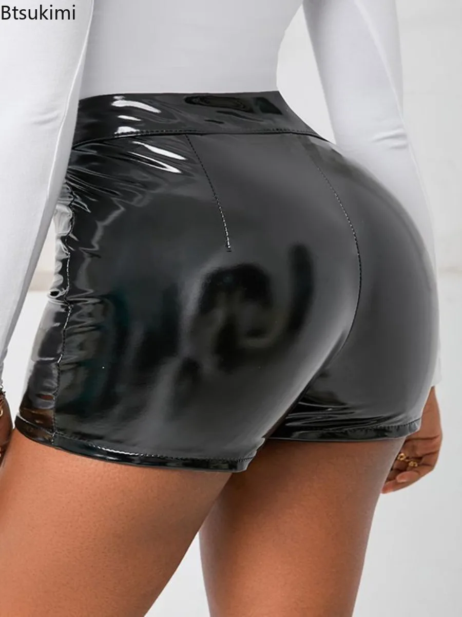 Sexy Black PU Fashion Casual Summer Shorts Women High Street Leather Goth High Waisted Women's Shorts Y2k Hot Women Short Pants